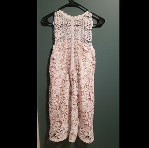 Beautiful white lace dress with nude underlay